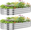 KING BIRD Raised Garden Bed Kit 2025 Upgraded Quick-Setup Galvanized Planter Garden Box Outdoor for Gardening, Vegetables, Flowers, 74x36x12 in, Silver 2PCS