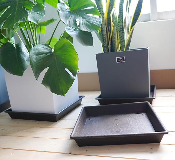 Square Plant Saucer 18 Inch 2 Pack, Large Plant Trays for Pots Heavy Duty Plastic Plant Saucers for Indoors Outdoors, Flower Pot Plant Drip Trays No Holes Plant Lover Gardening Gifts