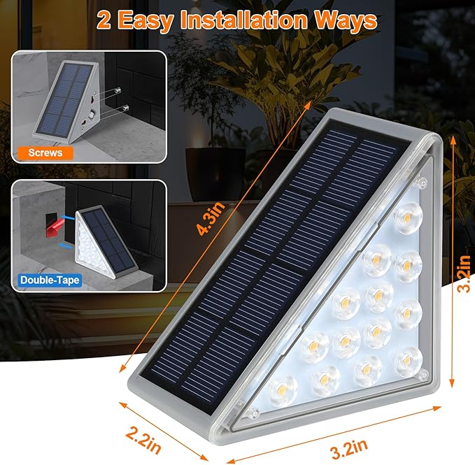 Solar Step Lights for Outside, Waterproof IP67, 12 Pack, Outdoor LED Step Lights, Decor for Stair, Deck, Front Step, Patio, Garden