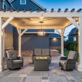 4 Piece Patio Furniture Set with Fire Pit Table - 41inch 50000 BTU Propane Fire Pit Table with High Back Loveseat Glider Chair and 2 Swivel Rocker Chair for Casual Gathering