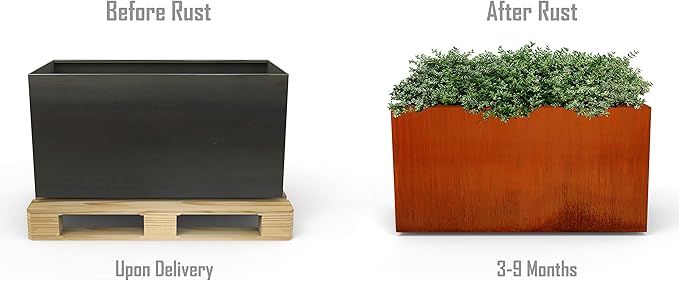Tall Corten Steel Planter Box – 36x24 Inch Large Rectangular Planter for Outdoor Patios & Gardens | Heavy Duty Metal | Made in USA, Fully Assembled