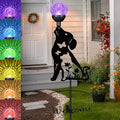 Solar Outdoor Garden Stakes with Crystal Ball Light Solar Metal Dog Statue Black Dog Patio Garden Decorative Stakes with Solar Lantern Christmas Birthday Gifts