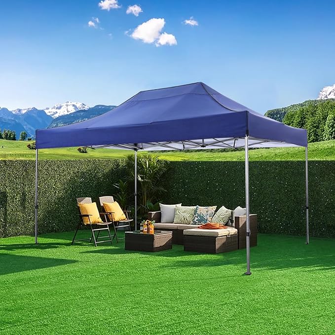 COBIZI 10x15 Pop up Canopy Heavy Duty Tent with 4 sidewalls Commercial Outdoor Canopy Event Tents All Season Wind & Waterproof Gazebo with Carry Bag, Dark Blue(Frame Thickened)