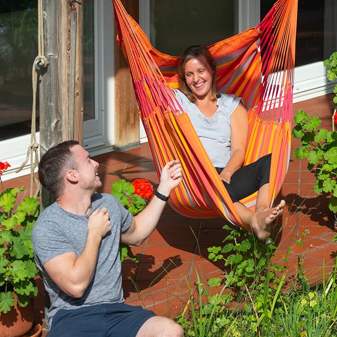 LA SIESTA® - Medium Basic Domingo Hammock Swing Chair & CasaMount - Weather & Tear Resistant Hanging Chair - Outdoor Indoor Hammock Chair w/Suspension Kit for Walls Ceilings Square Beams - Toucan