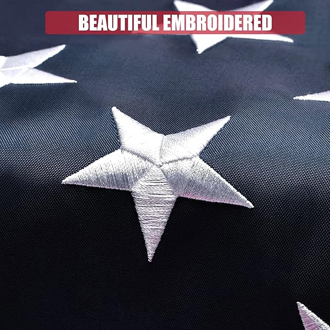 American Flag 5x8 Ft, Outdoor Premium US Flags, Heavy Duty Durable, 420D Oxford Nylon, Embroidered Stars, Brass Grommets