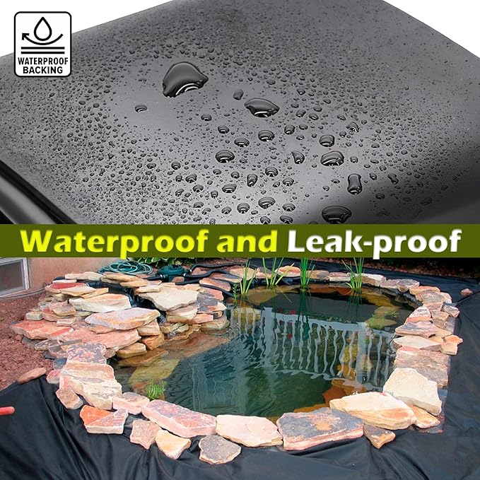 20 x 20 FT Pond Liner, 20 Mil Pond Liners for Outdoor Ponds, HDPE Pond Liner Preformed Easy Cutting Puncture Resistant, Pond Liners for Water Garden Fountain Waterfall, Koi Fish Aquaculture Pond