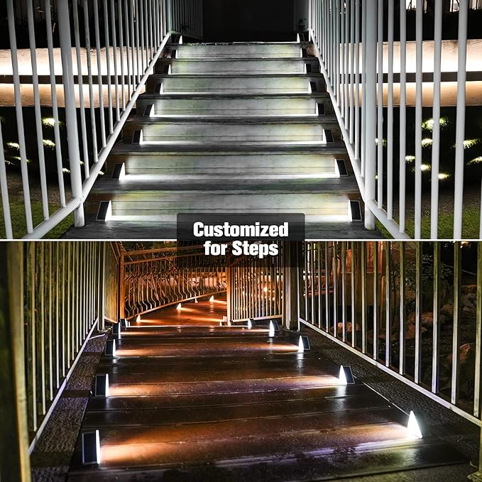 VOLISUN Solar Stair Lights 8 Pack, Solar Step Lights Waterproof IP67, Outdoor Step Light with 13 LEDs, Outdoor Lighting Decor for Yard Stair, Patio, Front Step, Front Porch and Deck(Cool White)