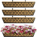 4 Pack 30 Inch Window Boxes Planters Railing Planter Box with Adjustable Brackets for Porch Fence Patio Balcony Hanging Flower Baskets with Coco Liners for Outdoor Garden Decor - Bronze