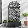 Casaphoria Metal Raised Garden Bed with Trellis and Wheels, 72"x35"x16" Arched Planter Box for Climbing Plants, Vegetables & Vines, Features Drainage Holes and Privacy Screen (Black-Net)