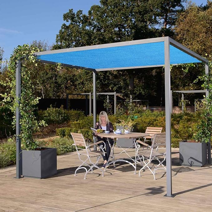 Eden's Decor Straight Flat-Edged Sun Shade Sail Rectangular 9' x 16' Blue UV-Blocking Outdoor Canopy Fabric Cloth Awning for Pergola Patio Garden Backyard Custom Size