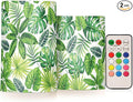 Flickering Flameless Candles, Tropical Palm Leaves Exotic LED Candles with Remote Timer, Set of 2 Battery Operated Candle for Valentine Wedding Birthday