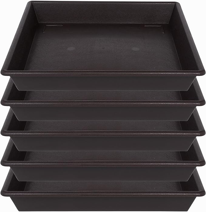 Square Plant Saucer 6 Inch 5 Pack6 8 12 14 16 18 20 Plant Trays for Pots Heavy Duty Plastic Plant Saucers for Indoors Outdoors, Flower Pot No Holes Plant Drip Trays