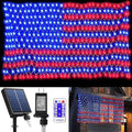 Solar American Flag Lights, Independence Day Decorations 2-in-1 Solar Powered & Plug in US Flag Lights 420 LED 8 Modes Waterproof Flag Lights for July 4th Independence Day, Garden, Yard Decorations