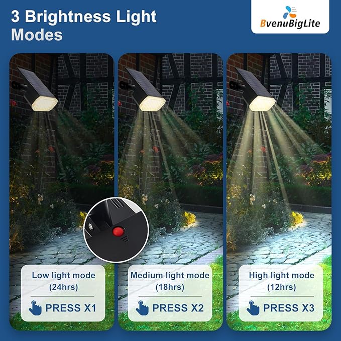 Waterproof Solar Lights Outdoor: IP65 Led Spot Light Decorations for Garden - 3 Lighting Modes Solar Powered for Yard - Dust to Dawn Uplighting Landscape Pathway Drive Patios 6PC Warm