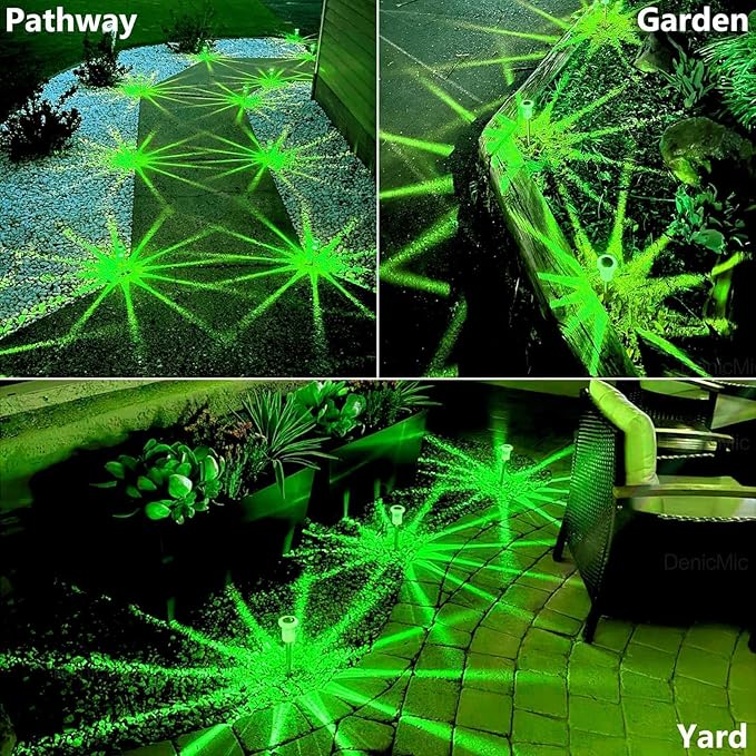 DenicMic Solar Lights Outdoor Pathway Lights LED Waterproof Acrylic Lamp Head Stainless Steel Stake for Yard Garden Landscape Path Walkway Driveway Patio Lawn (Green 10Pack)