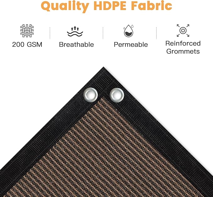 VICLLAX Shade Fabric Sun Shade Cloth Privacy Screen with Grommets for Patio Garden Pergola Cover Canopy 10x20 FT, Mocha