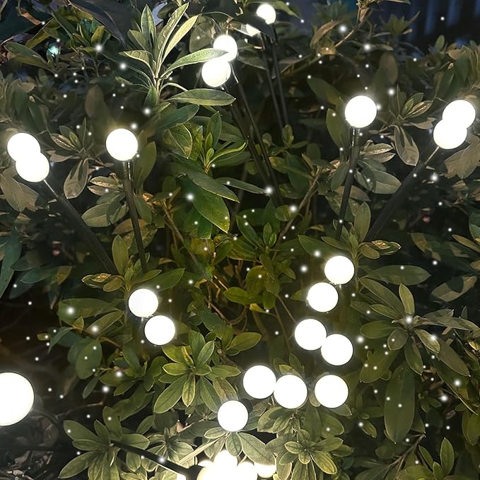 BOSSERN 2025 Solar Lights Outdoor Waterproof, 6 Pack Solar Garden Lights, Solar Firefly Lights Waterproof, Solar Twinkle Swaying Fairy Light for Yard Patio Pathway Garden Decoration (Cool White)