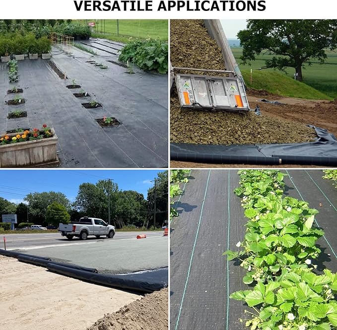 Driveway Fabric 2.5x500 ft - Commercial Weed Barrier, Heavy Duty 4OZ Landscape Fabric for Road, French Drain, Erosion Control, and Construction Projects