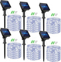 kolpop 6 Pack Solar Fairy Lights Outdoor, 32FT 80LED Solar Powered Twinkle Light Waterproof, 8 Mode Copper Wire Solar Tree Lighting for Outside Garden Yard Decorative (Cool White)