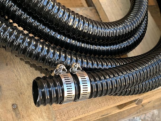 Pond Tubing 1 1/2 inch Id Black Plastic Corrugated Water Hose Strong Flexible Sump Pump Drain Hose 20Ft