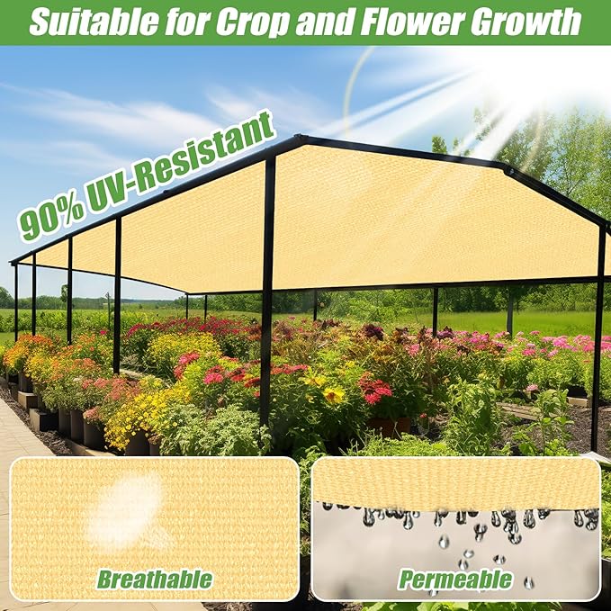 Outdoor 90% Sun Shade Cloth with Grommets, 11 X 15 FT Pergola Shade Cover for Garden Patio Carport Kennel Swimming Pool, Sand (We Make Custom Size)
