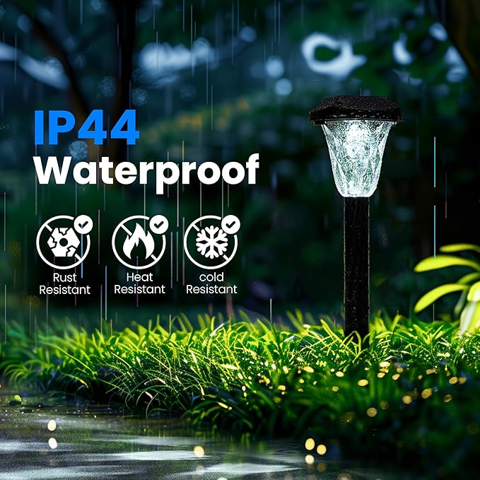GIGALUMI Solar Outdoor Lights,Solar Lights Outdoor Waterproof 8 Pack,Cool White Pathway for Outside, Powered Garden Decoration for Pathway,Patio,Lawn,Yard