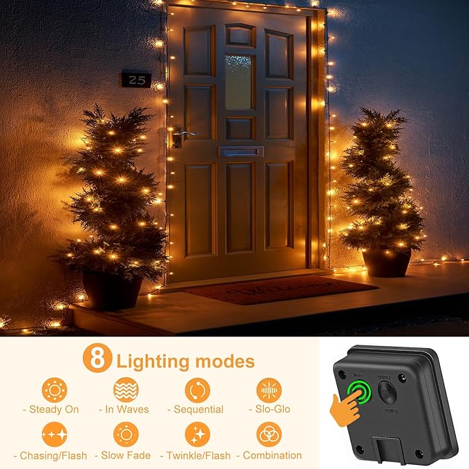 2 Pack Solar String Lights for Outside, Each 79Ft 240 LED Solar Lights Outdoor, 8 Modes Waterproof Solar Powered Fairy Twinkle Light for Backyard Patio Tree Party Garden Decoration, Warm White