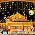 Christmas Lights 640 LED 65 FT Christmas Lights Outdoor with 120 Drops Plug in 8 Modes Christmas Decorations Curtain Fairy Lights for Wedding Party Holiday Bedroom Garden Patio Indoor (Warm White)
