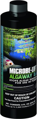 MICROBE-LIFT ALGA08 Algaway 5.4 Algae Control Treatment for Ponds and Water Gardens, Safe for Koi Fish, Goldfish, Plants, and Decorations, 8 Ounces