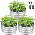 ZXZYHFTY Round Galvanized Raised Garden Bed kit,Silver Outdoor Garden Raised Planter Box, Round Large Metal Raised Garden Beds for Vegetable 2 * 2 * 1ft 3 Pcs