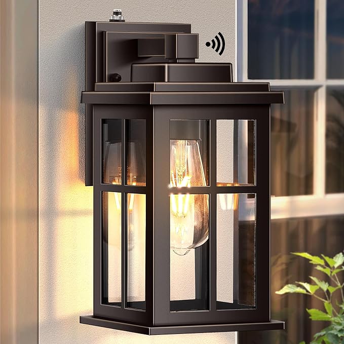 Dusk to Dawn Outside Lights for House, Oil Rubbed Bronze Anti-Rust Aluminum Exterior Lighting Fixtures, Easy-to-Install Waterproof Modern Outdoor Wall Light for Porch, Garage, Front Door