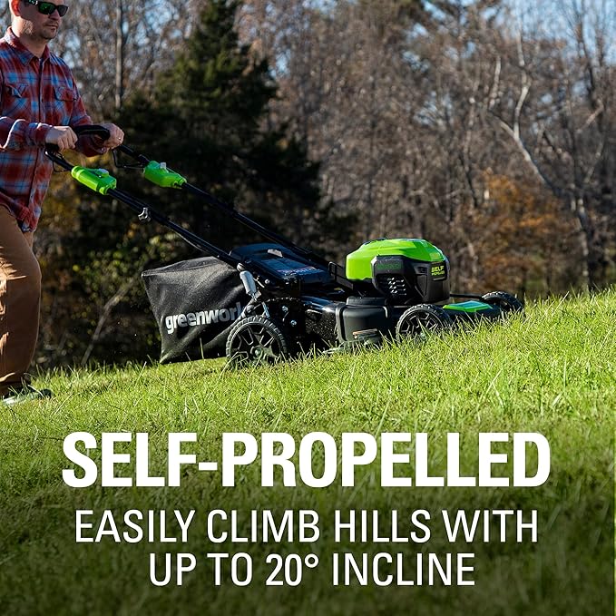 Greenworks 40V 21" Brushless Cordless (Self-Propelled) Lawn Mower (75+ Compatible Tools), 5.0Ah Battery and Charger Included