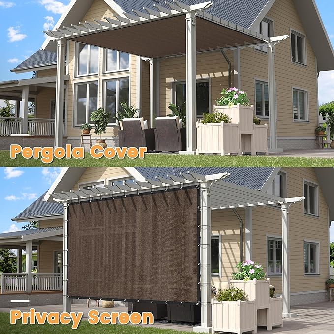 VICLLAX Shade Fabric Sun Shade Cloth with Every 2 FT Grommets for Patio Garden Pergola Cover Canopy 3x22 FT, Mocha