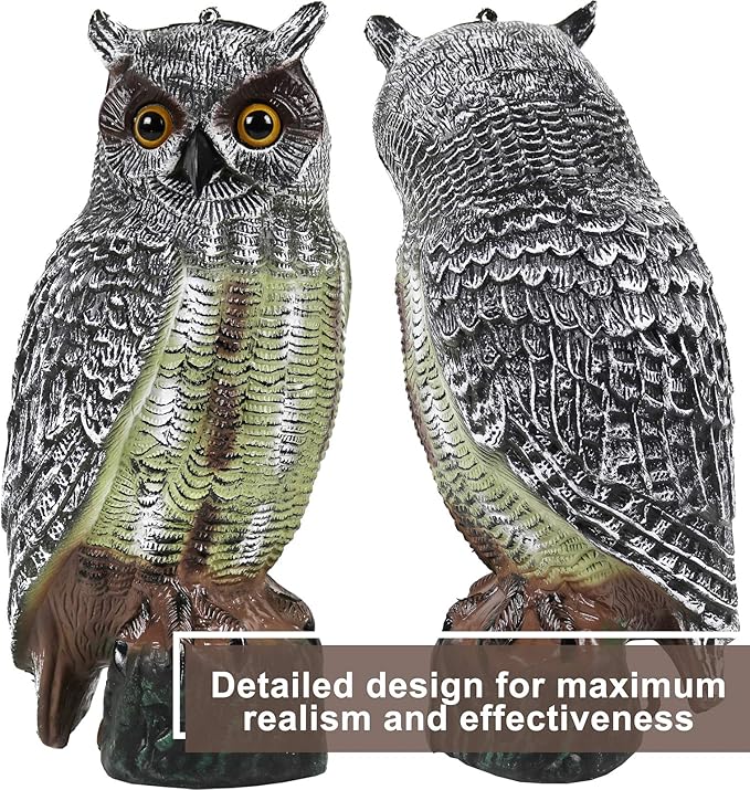 Galashield Owl Decoy | Plastic Owls to Scare Birds Away | Owl Statue for Garden & Outdoors 16.5" Tall