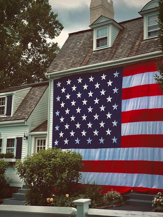 American Flag 20x30 Outside, US Flags for Outdoor Indoor, Heavy Duty Durable, Deluxe Embroidered Stars, Brass Grommets, Sewn Stripes, Vivid Color, Fade Resistant and waterproof