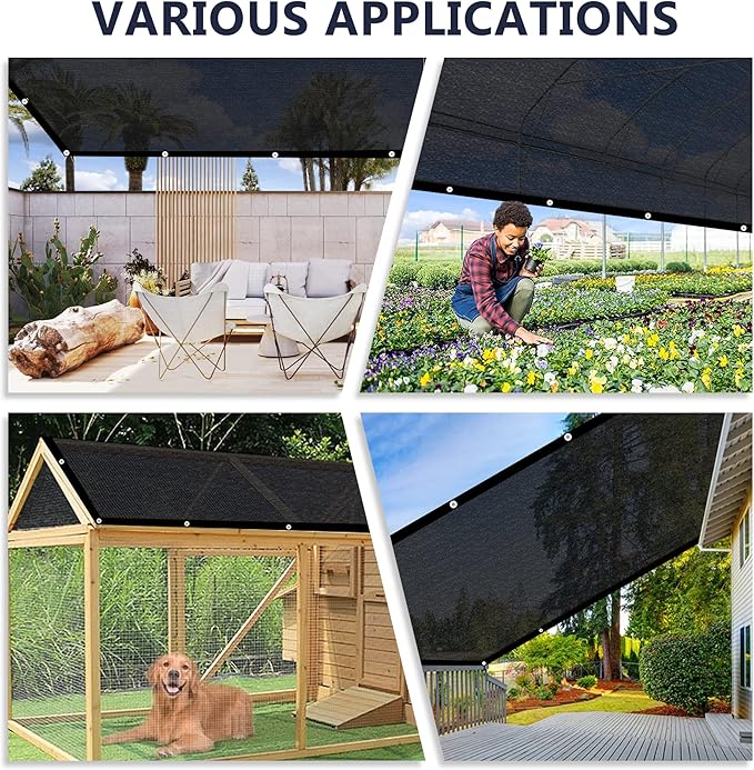 VICLLAX 30% Shade Cloth, 18x18FT Durable Black Mesh Trap with Every 3 FT Grommet, Sun Shade Fabric Netting for for Plants Cover, Greenhouse, Chicken Coop, Barn Kennel, Garden Patio