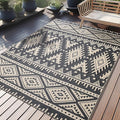 OLANLY Outdoor Rug Waterproof 5x8 ft, Reversible Outdoor Plastic Straw Rug, Boho Patio Rug, Indoor Outdoor Carpet, RV Mat Outside for Patio, Camp, Picnic, Balcony, Deck, Backyard, Black & Beige