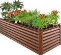 Best Choice Products 8x4x2ft Outdoor Metal Raised Garden Bed, Deep Root Planter Box for Vegetables, Flowers, Herbs, and Succulents w/ 478 Gallon Capacity - Wood Grain
