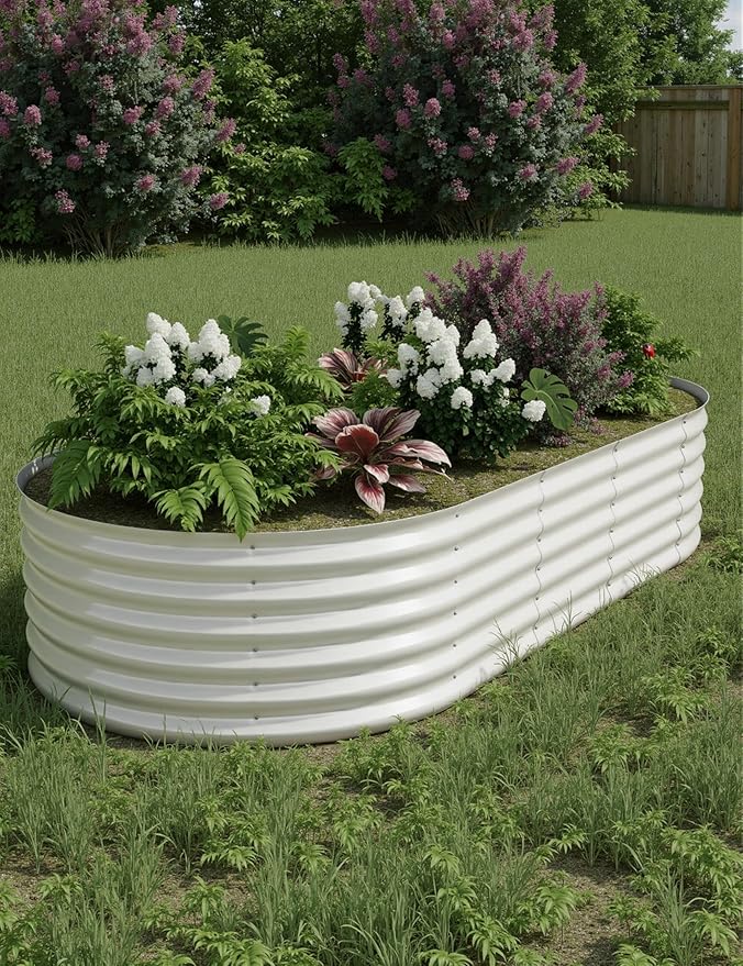 8x4x1.5 ft Raised Garden Bed,Galvanized Raised Planter Boxes Outdoor with Easy Assembly, Large Garden Bed for Vegetables, Fruits, Flower,Raised Garden Bed,Beige