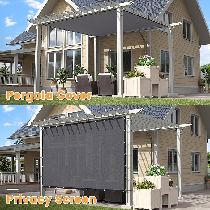 VICLLAX Shade Fabric Sun Shade Cloth with Every 2 FT Grommets for Patio Garden Pergola Cover Canopy 14x18 FT, Grey