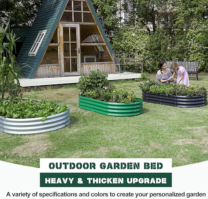 Land Guard Galvanized Planter Raised Beds, 6×3×1ft Galvanized Water Trough, Keyhole Raised Garden Bed Metal Galvanized………