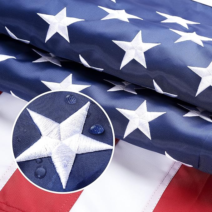 American Flag 5x8 Ft, USA US Flags Outdoor, Heavy Duty Durable, Embroidered Stars, Sewn Stripes and Brass Grommets