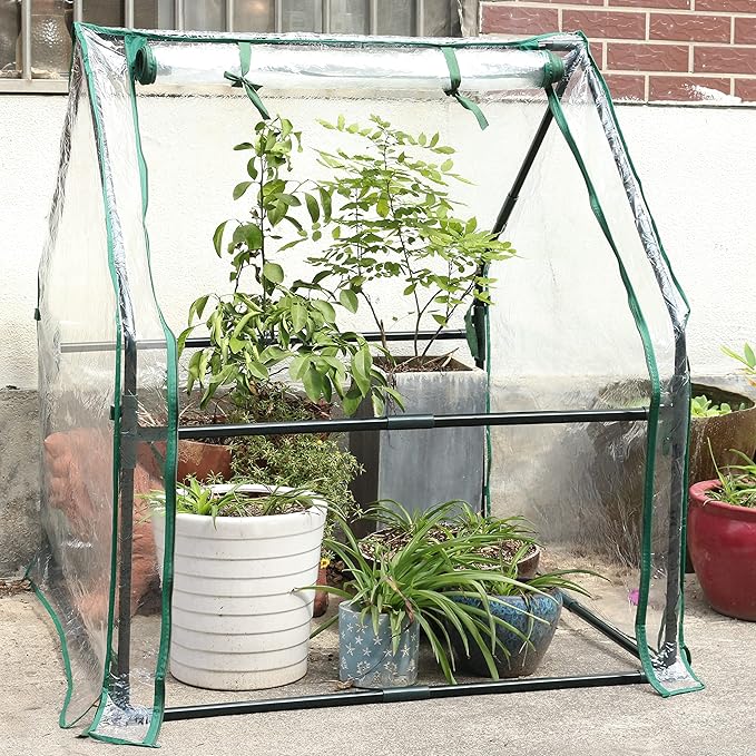 Gardzen Mini Greenhouse Heavy Duty Portable Green House, Clear Tent Small Greenhouse for Indoor Outdoor Plants 36.2”(L) x36.2”(W) x42.5”(H)