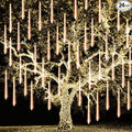 TW SHINE Christmas Meteor Shower Lights Outdoor, 864 LED 12" 24 Tubes Waterproof Christmas Lights Outdoor Plug in, Snow Falling Rain Icicle Xmas Lights Decorations, Warm White