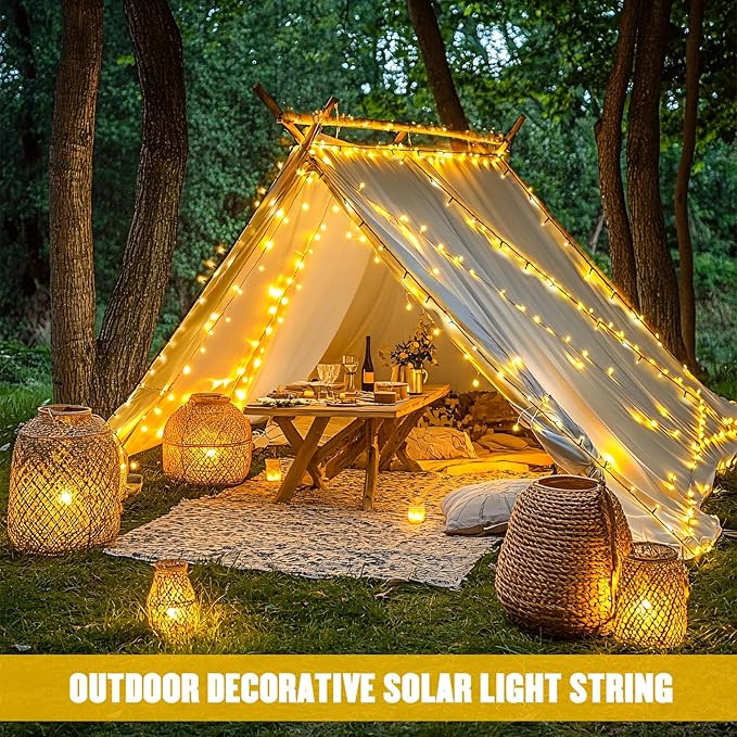 JMEXSUSS 2 Pack Solar String Lights Outdoor Waterproof, Each 33 FT 100 LED Solar Tree Lights Outdoor for Outside Tree Christmas Garden Patio Decor（Warm White）
