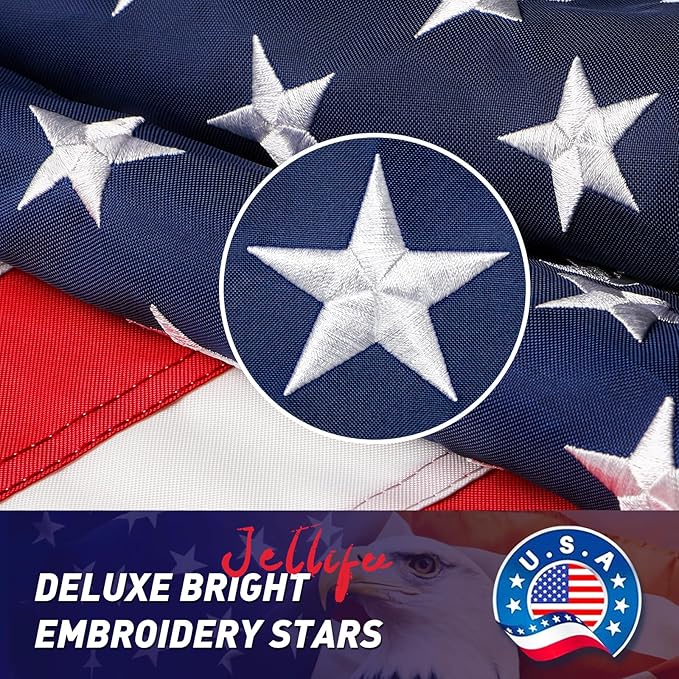 American Flag, American Flags, American Flag 2x3 Outdoor, US Flags with Embroidered Stars, Vivid Color, Sewn Stripes, Brass Grommets (2 by 3 Foot)