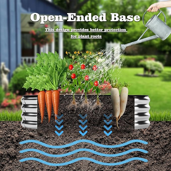 Large Raised Garden Bed Galvanized Metal Round Raised，Garden Bed Outdoor for Gardening 6x3x2FT for Vegetables Flowers Ground Planter Box
