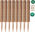 8 Pcs Moss Pole for Plants Monstera, Plant Support Stakes for Indoor Climbing Plants Grow Upwards, with 65ft Twist Ties, 13ft Jute Rope, 6.5ft Hook-and-Loop Strip