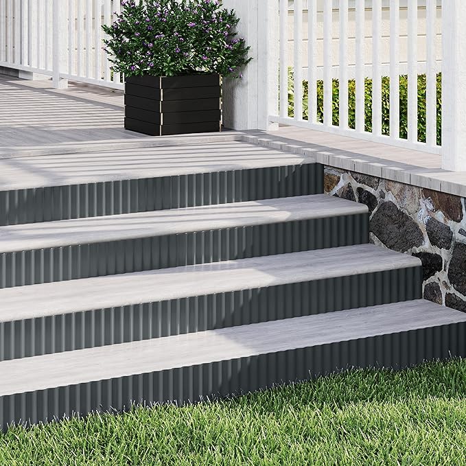 Metal Garden Edging Border, Corrugated Steel Landscaping, DIY for Lawn (Black, 6 Inch x 10FT)