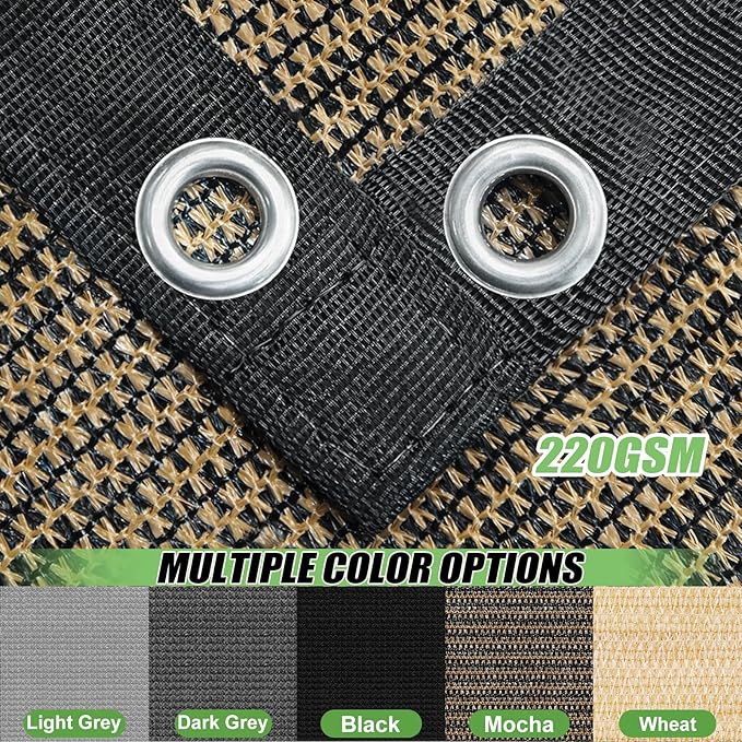 Outdoor 90% Sun Shade Cloth with Grommets, 6 X 20 FT Pergola Shade Cover for Garden Patio Carport Kennel Swimming Pool, Mocha (We Make Custom Size)